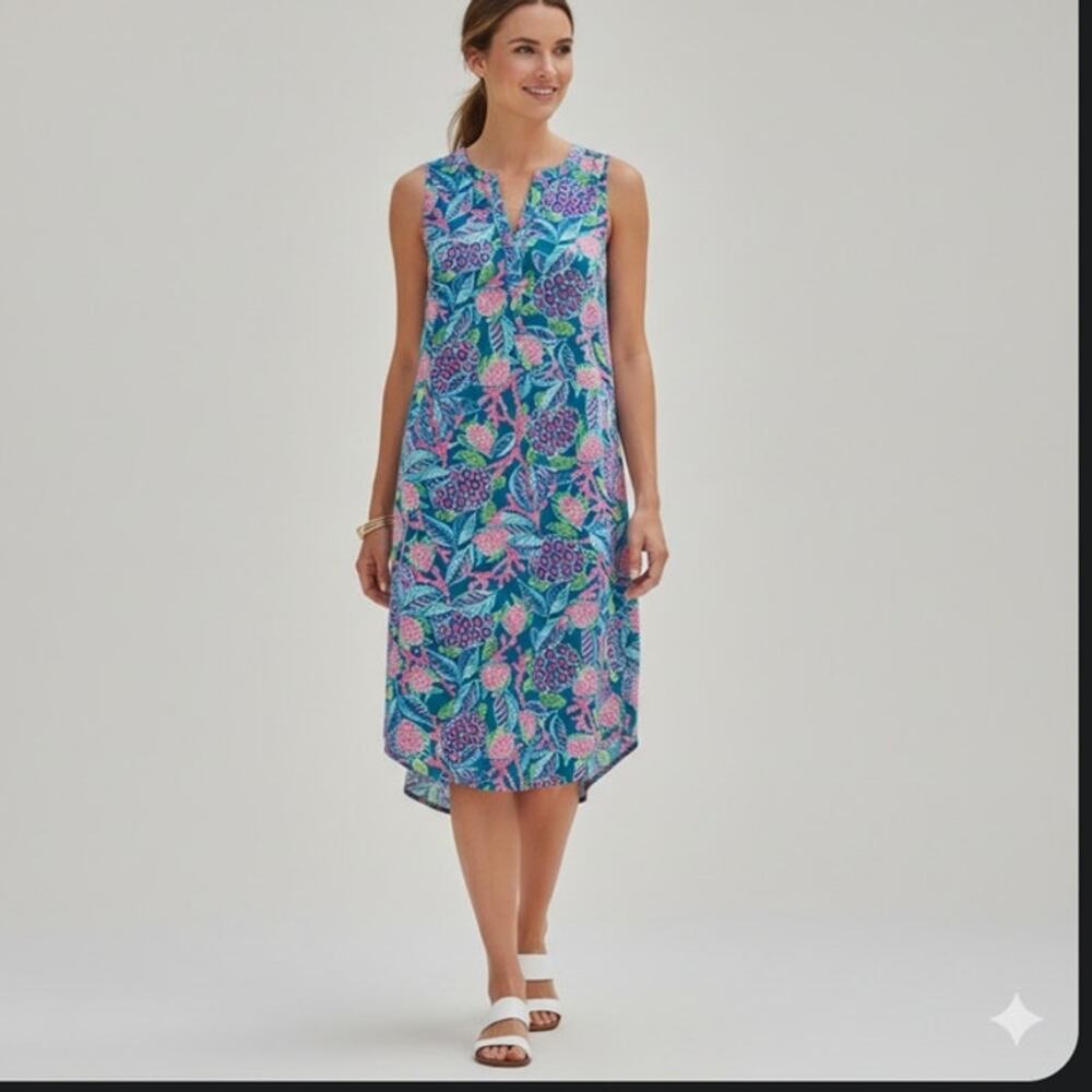 Lilly Pulitzer Naila Midi Dress Maldives Green Turtle wave Size Large Festival